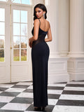 Low-cut See Through Strap Maxi Dress