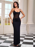 Low-cut See Through Strap Maxi Dress