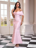Off Shoulder Jacquard Maxi Dress