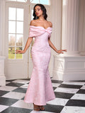 Off Shoulder Jacquard Maxi Dress