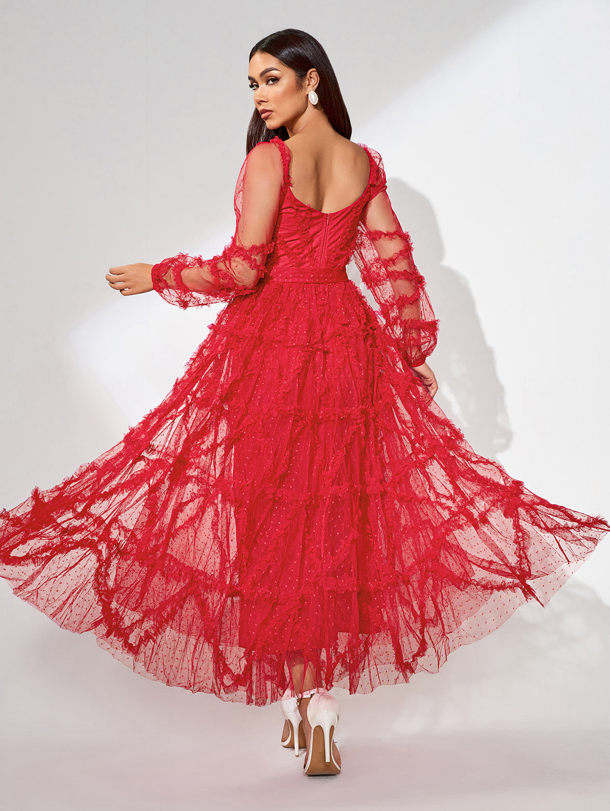 Polka Dots Mesh Maxi Dress