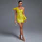 One Shoulder Sleeveless Frill Mini Bodycon Dress