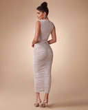 Round-neck Ruched Bodycon Dress