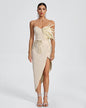 Asymmetrical Feather Midi Dress