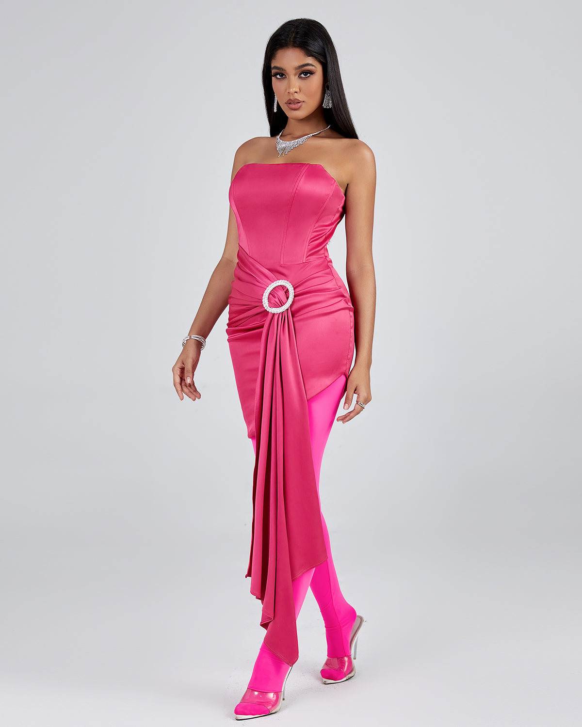Strapless Draped Corset Dress