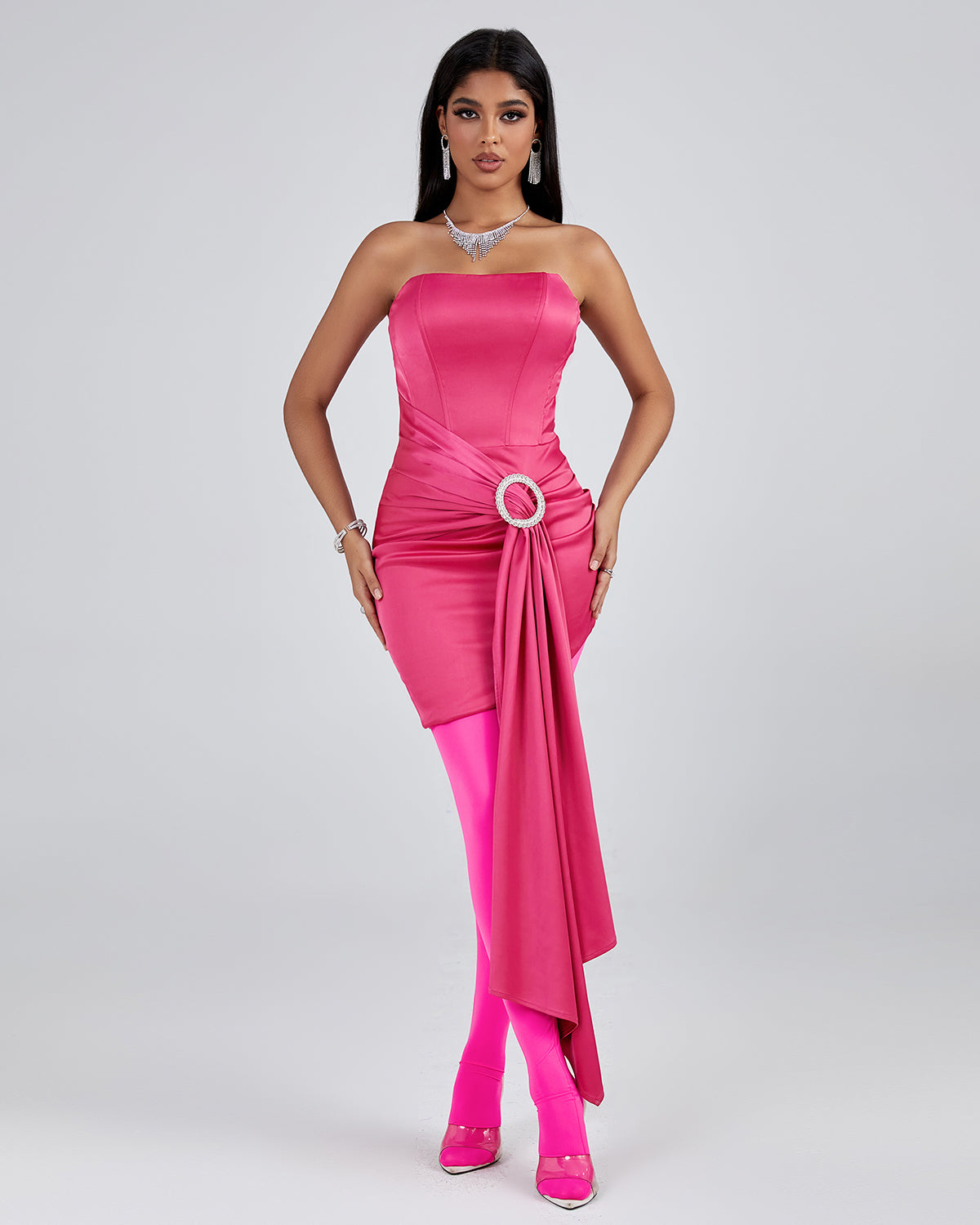 Strapless Draped Corset Dress
