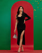 Velvet Asymmetric Party Gown