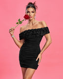 Off Shoulder Ruched Mini Dress