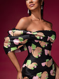 Floral Jacquard Backless Midi Dress