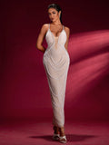 Pearl Embellished Maxi Evening Dress
