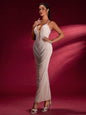 Pearl Embellished Maxi Evening Dress