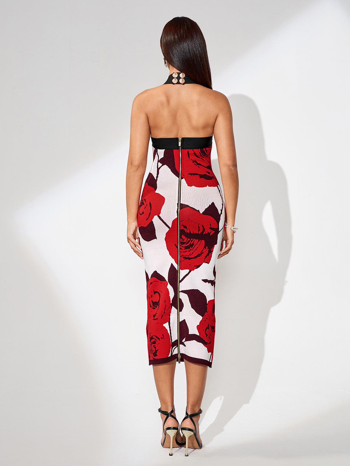 Button Front Floral Bandage Dress