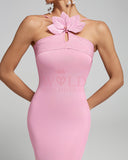 Leafs Design Slim Fit Strap Maxi Dress