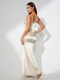 Elegant Rose Flouncing Skinny Dress