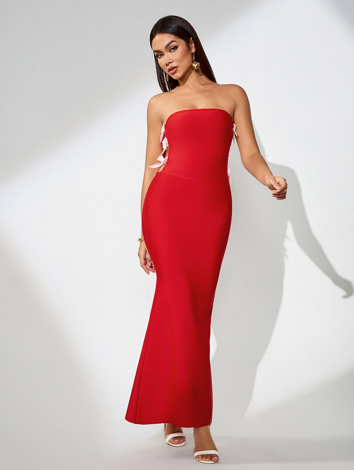 Strapless Bowknot-Side Bandage Dress