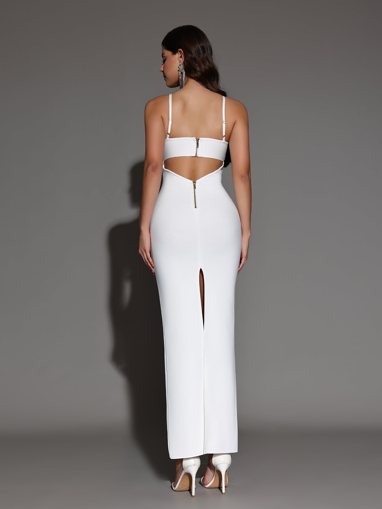 Strappy Cutout Rear-Slit Bandage Dress