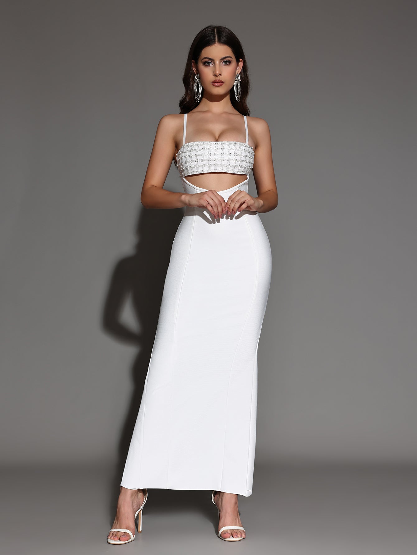 Strappy Cutout Rear-Slit Bandage Dress