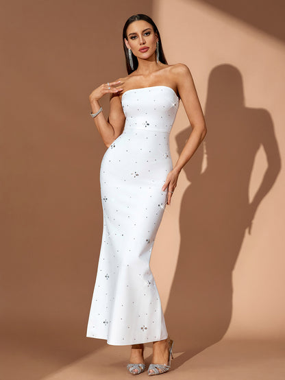 Strapless Crystal Embellished Bandage Dress