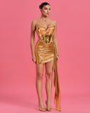 Spectacular Mirrored Draped Prom Dress