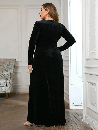 Black Sequined Maxi Prom Dress