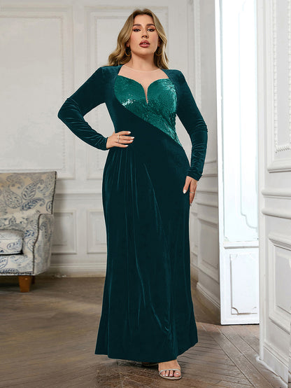 Black Sequined Maxi Prom Dress