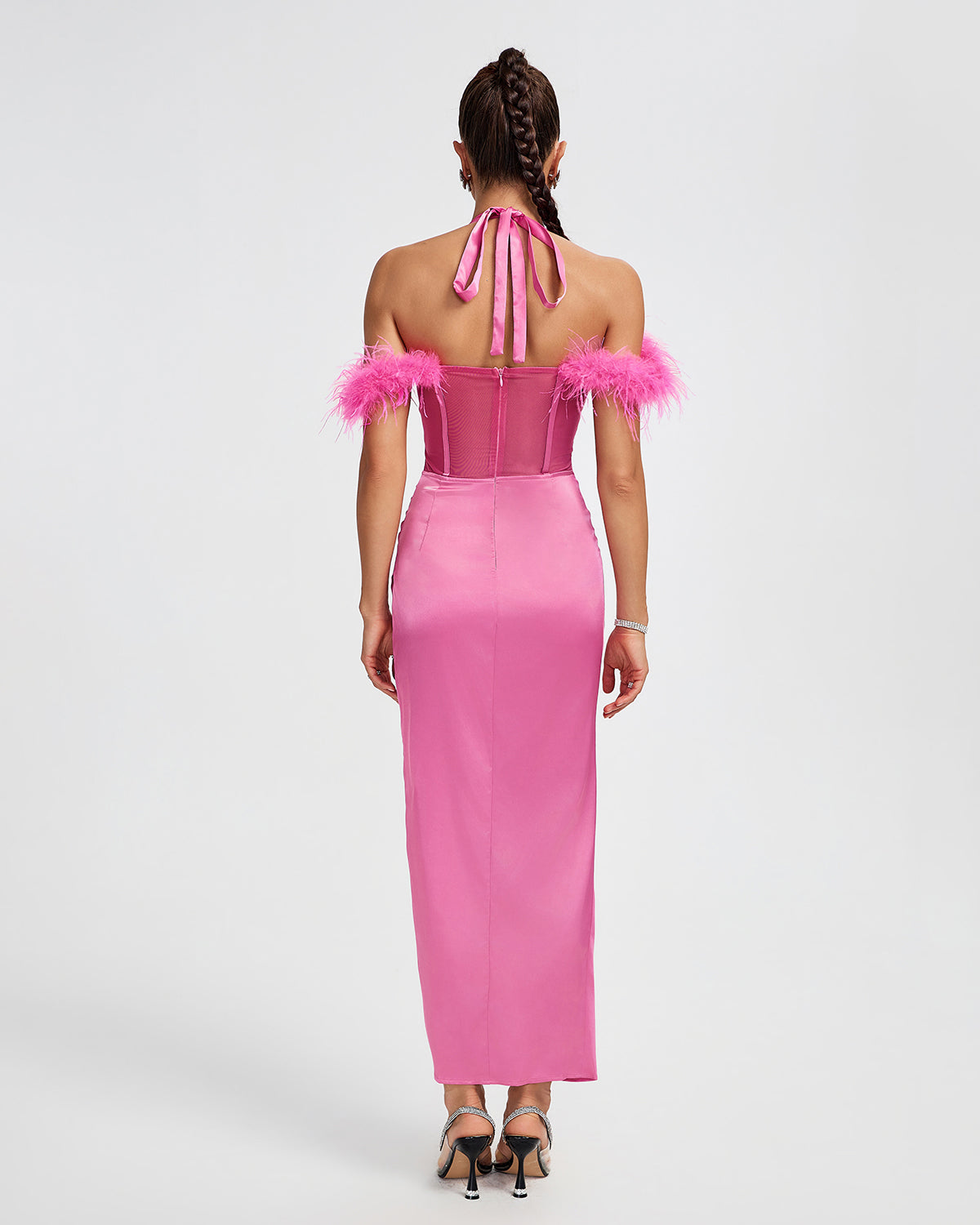 Halter Corset Ruffled Cocktail Long Dress