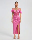 Halter Corset Ruffled Cocktail Long Dress