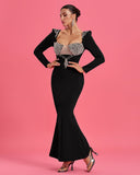 Low-Cut Rhinestone Embellished Mermaid Dress