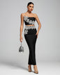 Crystal-Embellished Floral Bustier Two Piece Set