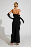 Strapless Pearl Maxi Bandage Dress With Gloves