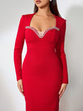 Rhinestone Trim Bandage Maxi Dress