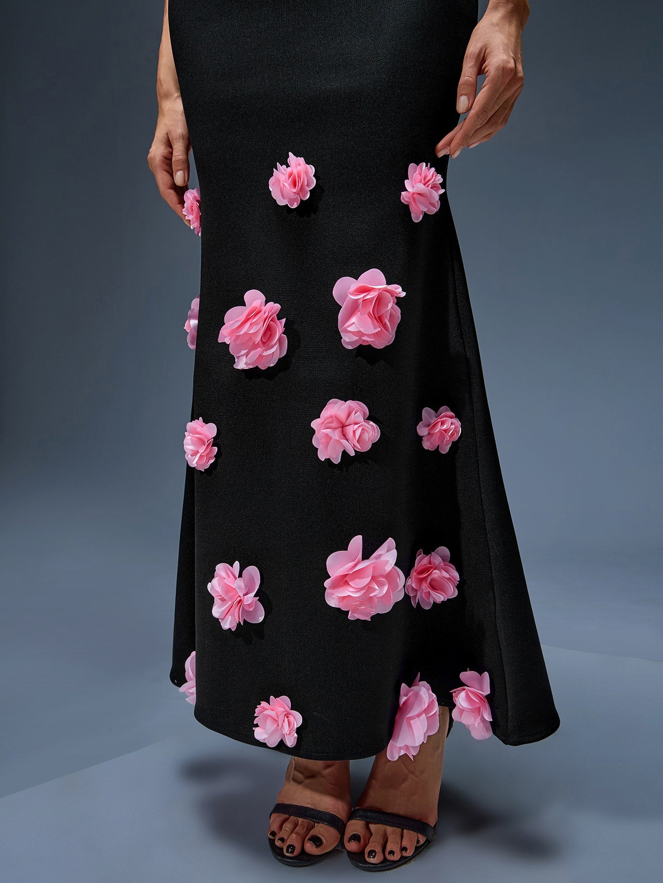 Strapless Flowers Bandage Mermaid Dress
