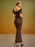 Nasha Ruched Cutout Knit Maxi Dress