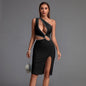 One Shoulder Sleeveless Cut Out Midi Bandage Dress