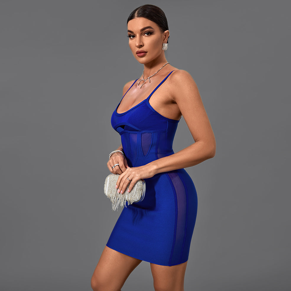 Strappy Sleeveless Mini Mesh Bandage Dress