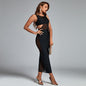Round Neck Mesh Pin Bodycon Dress