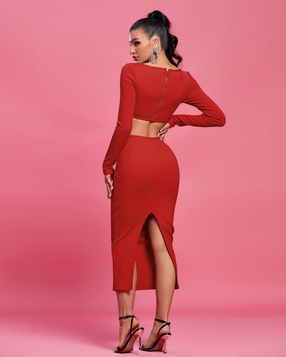 Round Neck Exposed Waist Bandage Set