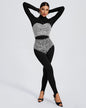Black Jumpsuit Crystal Three Piece Set