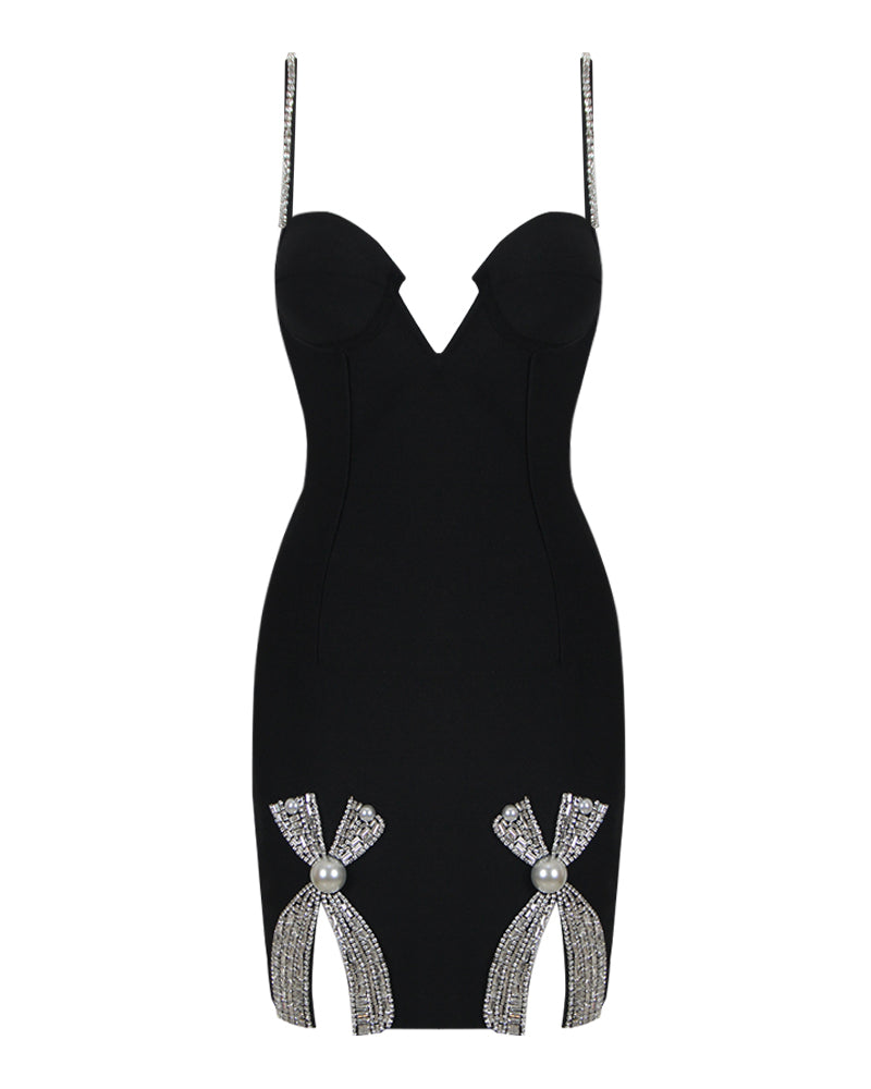 Strappy Diamonds Bandage Mini Dress