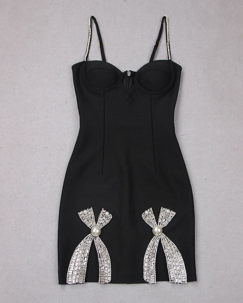 Strappy Diamonds Bandage Mini Dress