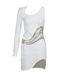 Asymmetric Diamonds Mesh Bandage Mini Dress