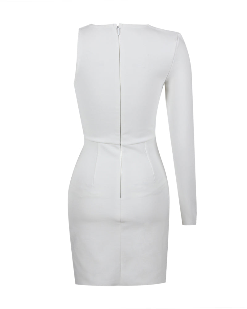Asymmetric Diamonds Mesh Bandage Mini Dress