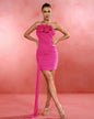 Rose Flower Strapless Ruched Mini Dress