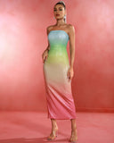 Rainbow Gradient Sequin Long Dress