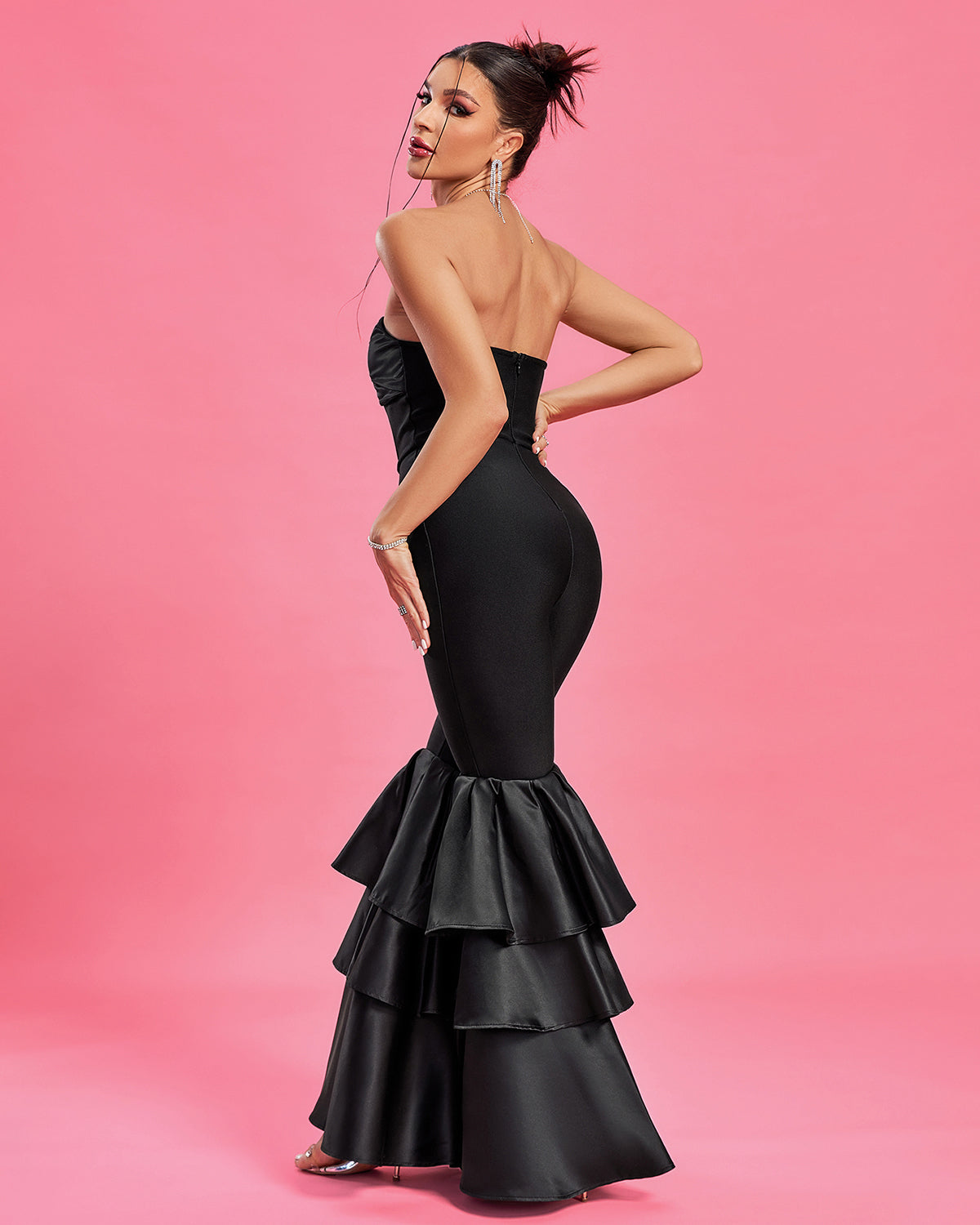 Strapless Tiered Ruffle Hem Jumpsuit