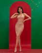 Rose-gold Strappy Sequins Dress