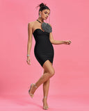 Ornamental Flower Mini Bandage Dress