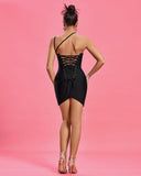 Ornamental Flower Mini Bandage Dress