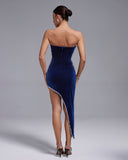 Asymmetric Crystal Mesh Bodycon Dress