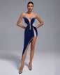 Asymmetric Crystal Mesh Bodycon Dress